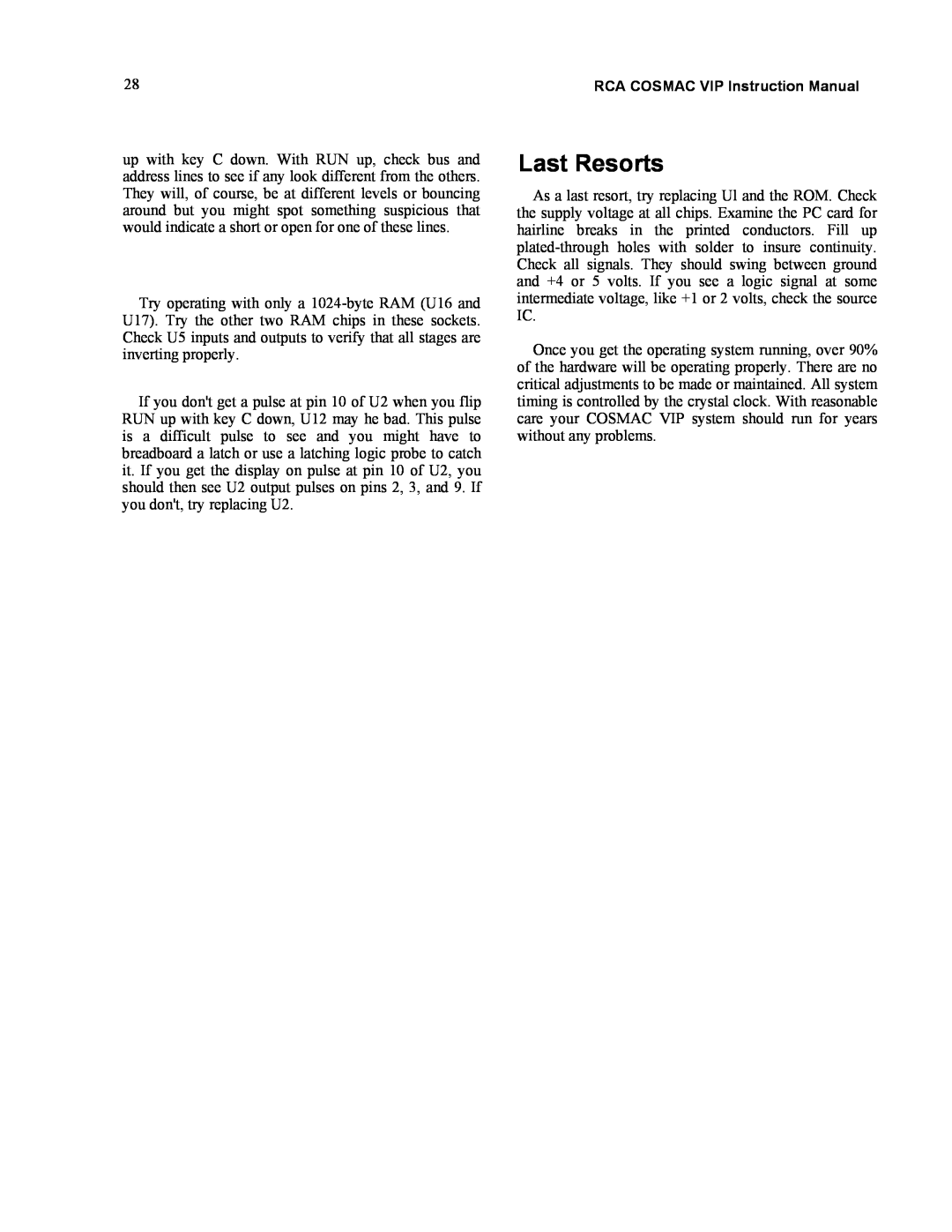 RCA CDP18S711 manual Last Resorts 