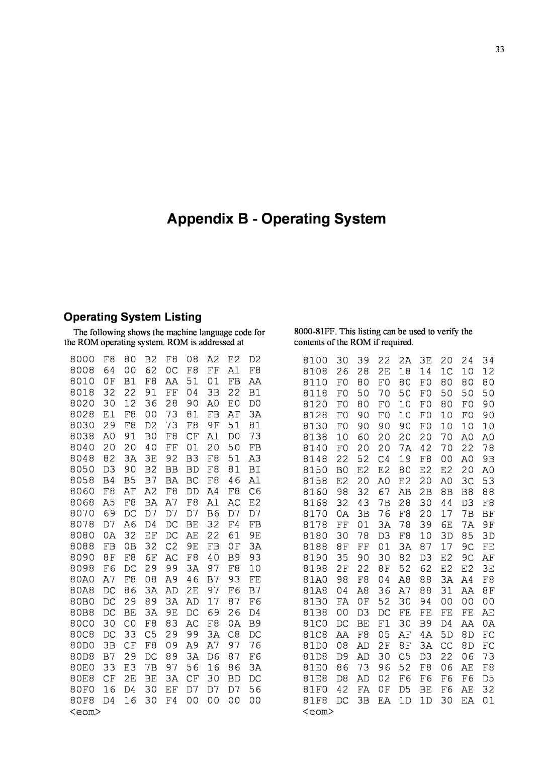 RCA CDP18S711 manual Appendix B - Operating System, Operating System Listing 