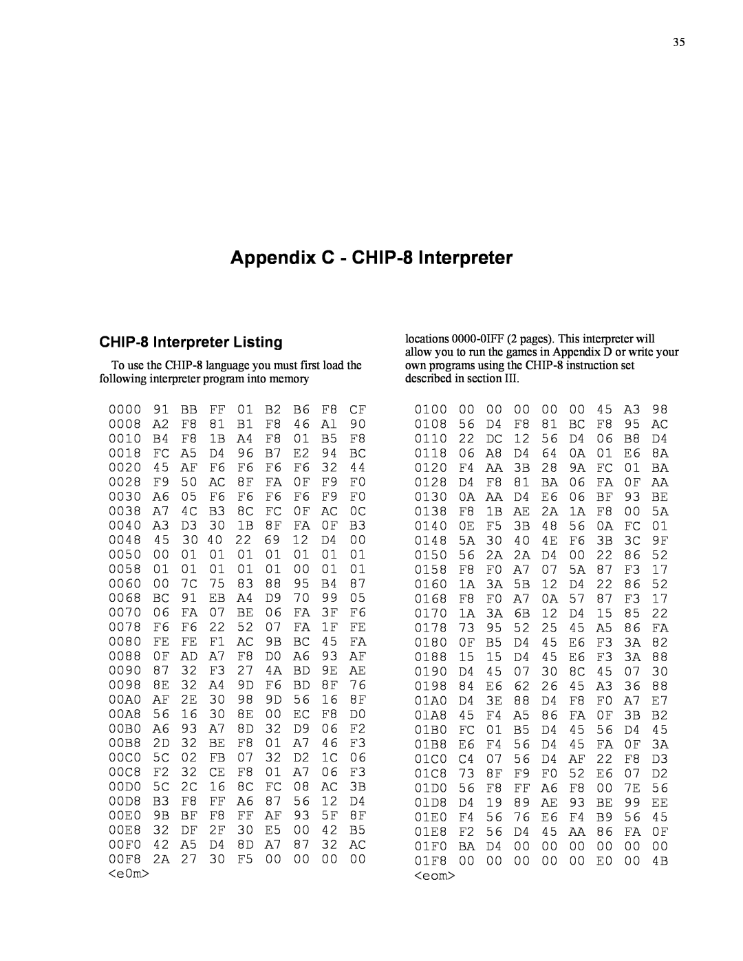 RCA CDP18S711 manual Appendix C - CHIP-8Interpreter, CHIP-8Interpreter Listing 