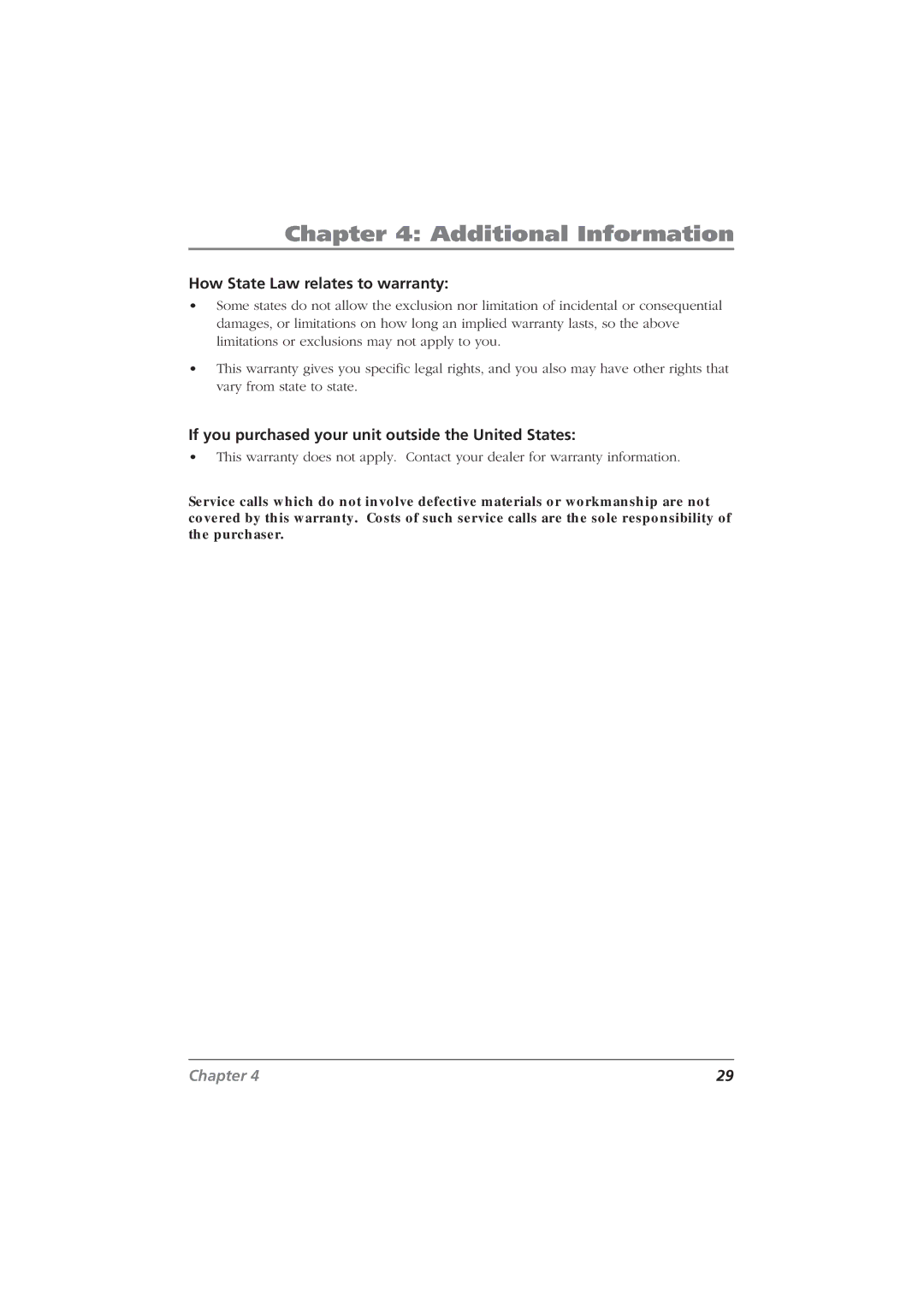 RCA CDRW10 manual How State Law relates to warranty, If you purchased your unit outside the United States 