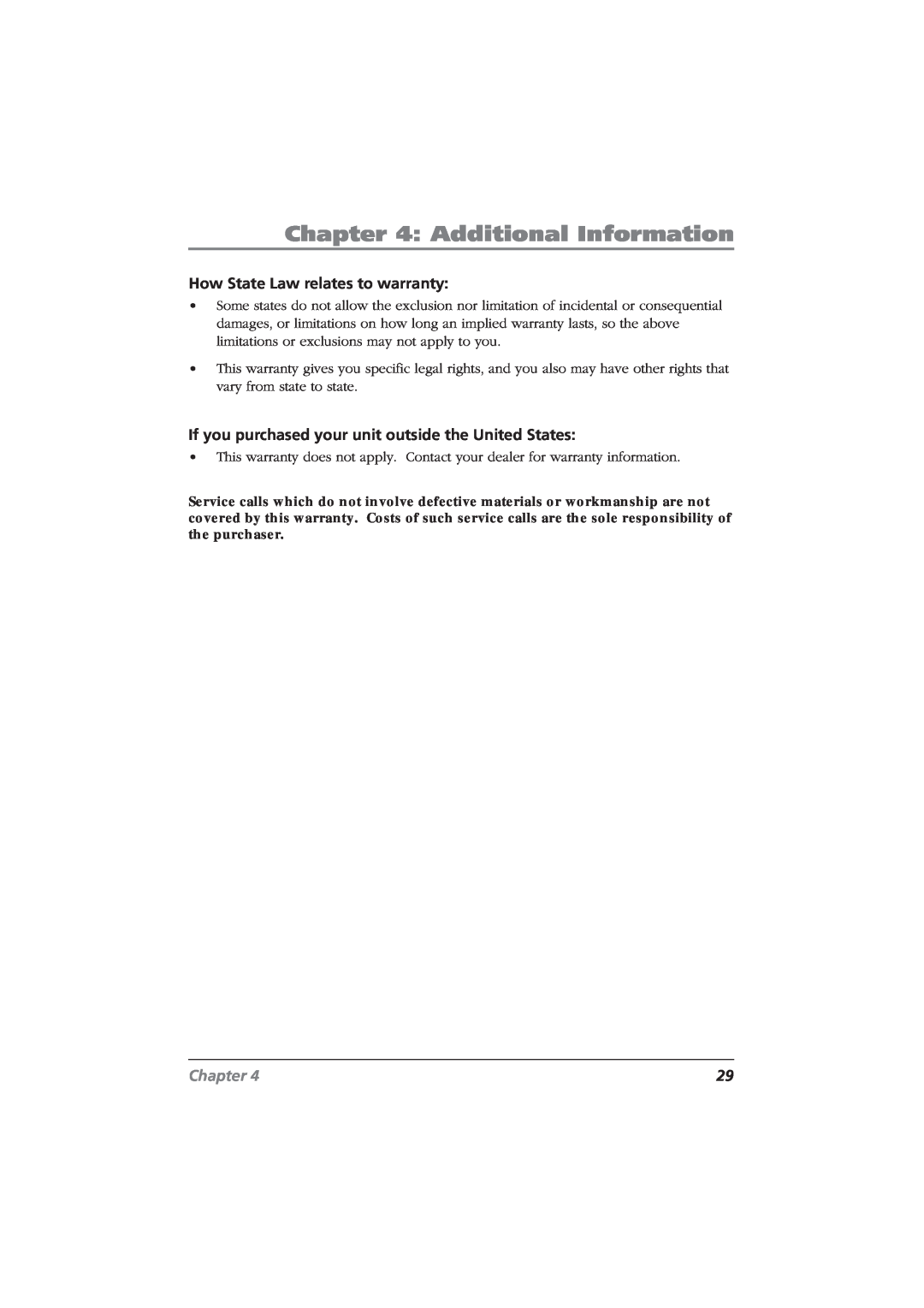 RCA CDRW10 manual Additional Information, How State Law relates to warranty, Chapter 
