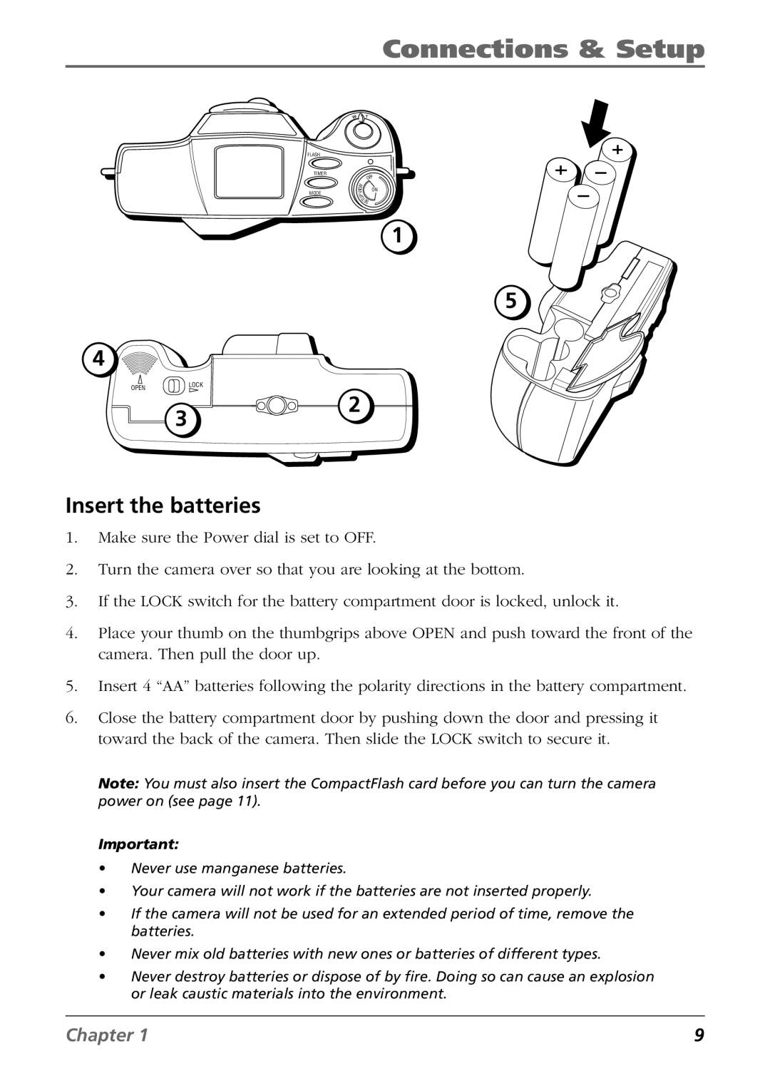 RCA CDS6300 manual Insert the batteries 