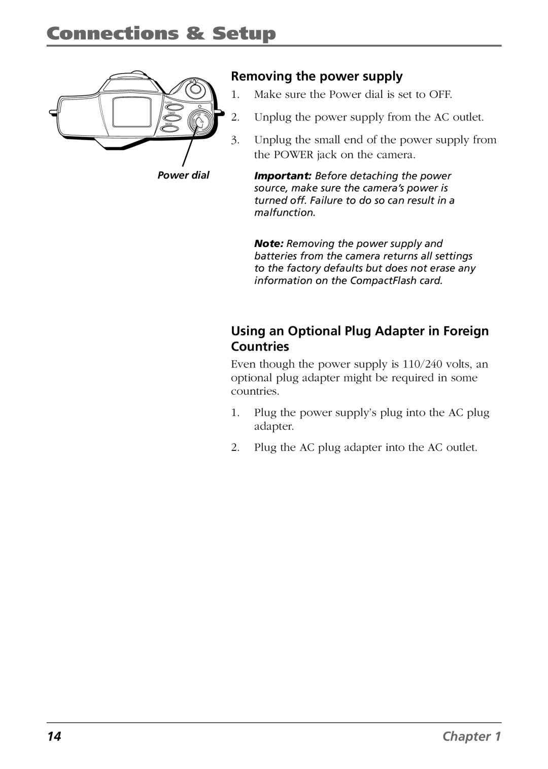 RCA CDS6300 manual Removing the power supply, Using an Optional Plug Adapter in Foreign Countries 