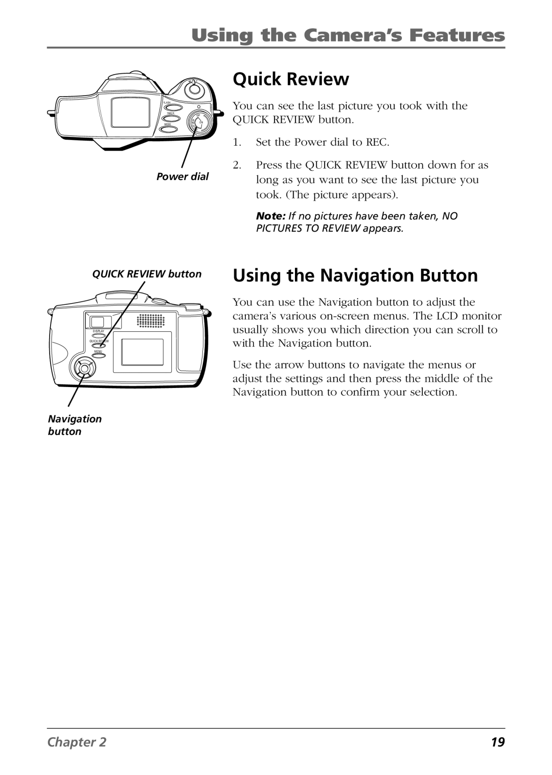 RCA CDS6300 manual Quick Review, Using the Navigation Button 