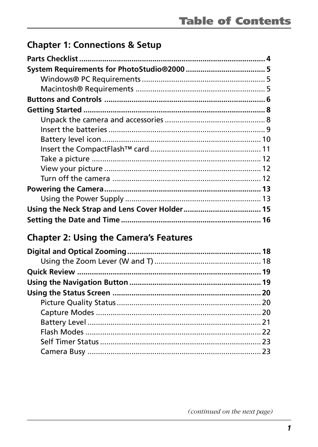 RCA CDS6300 manual Table of Contents 