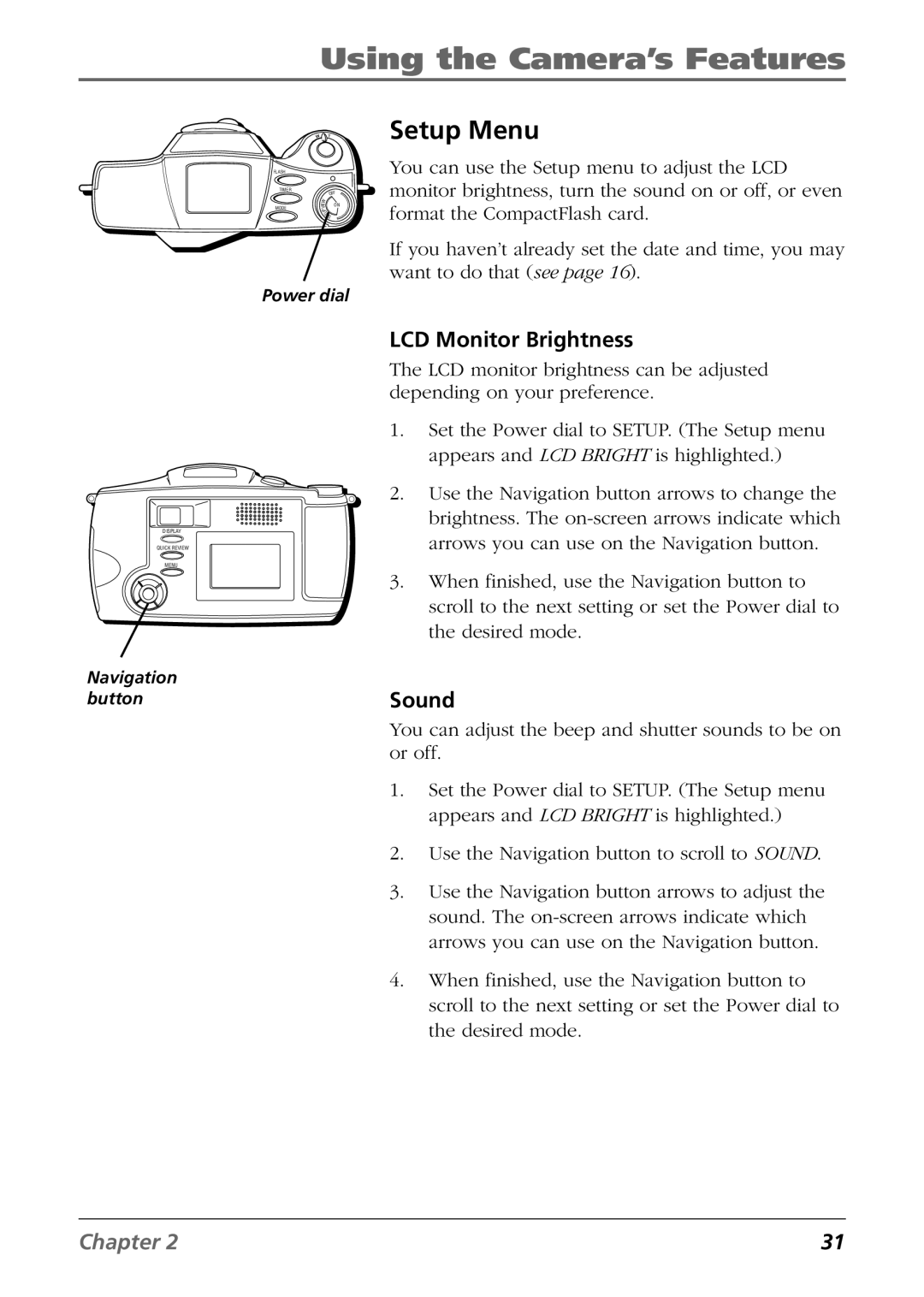RCA CDS6300 manual Setup Menu, LCD Monitor Brightness, Sound 