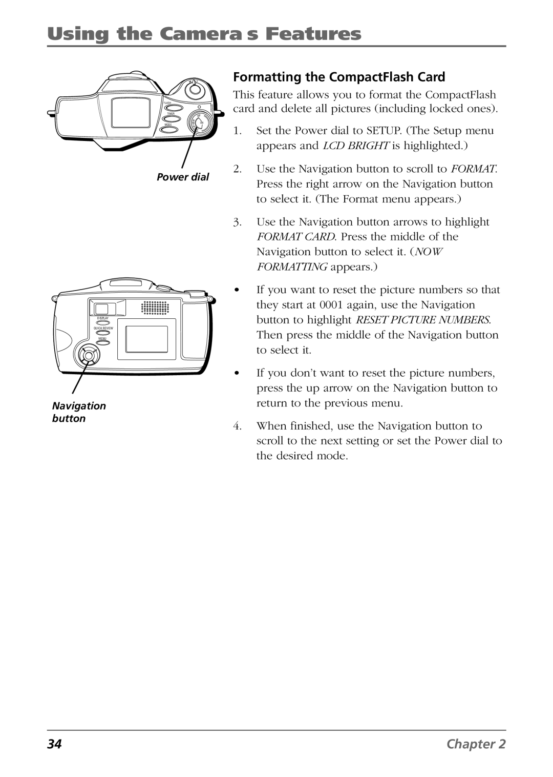 RCA CDS6300 manual Formatting the CompactFlash Card 