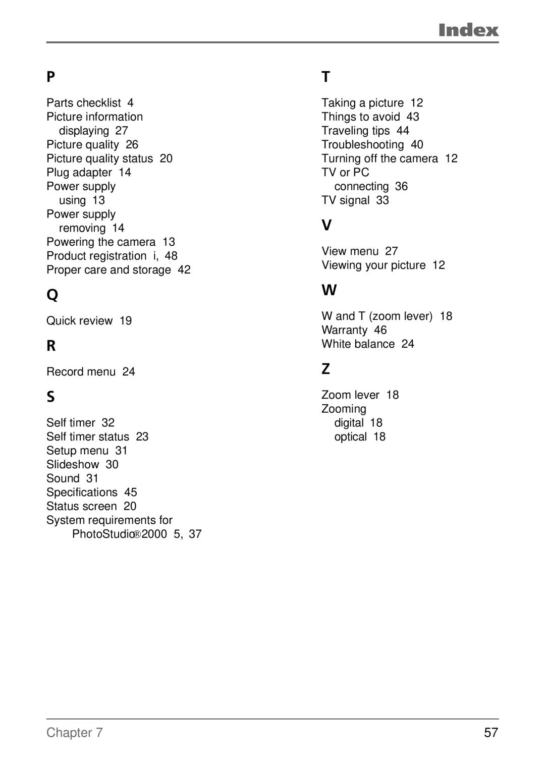 RCA CDS6300 manual Index 