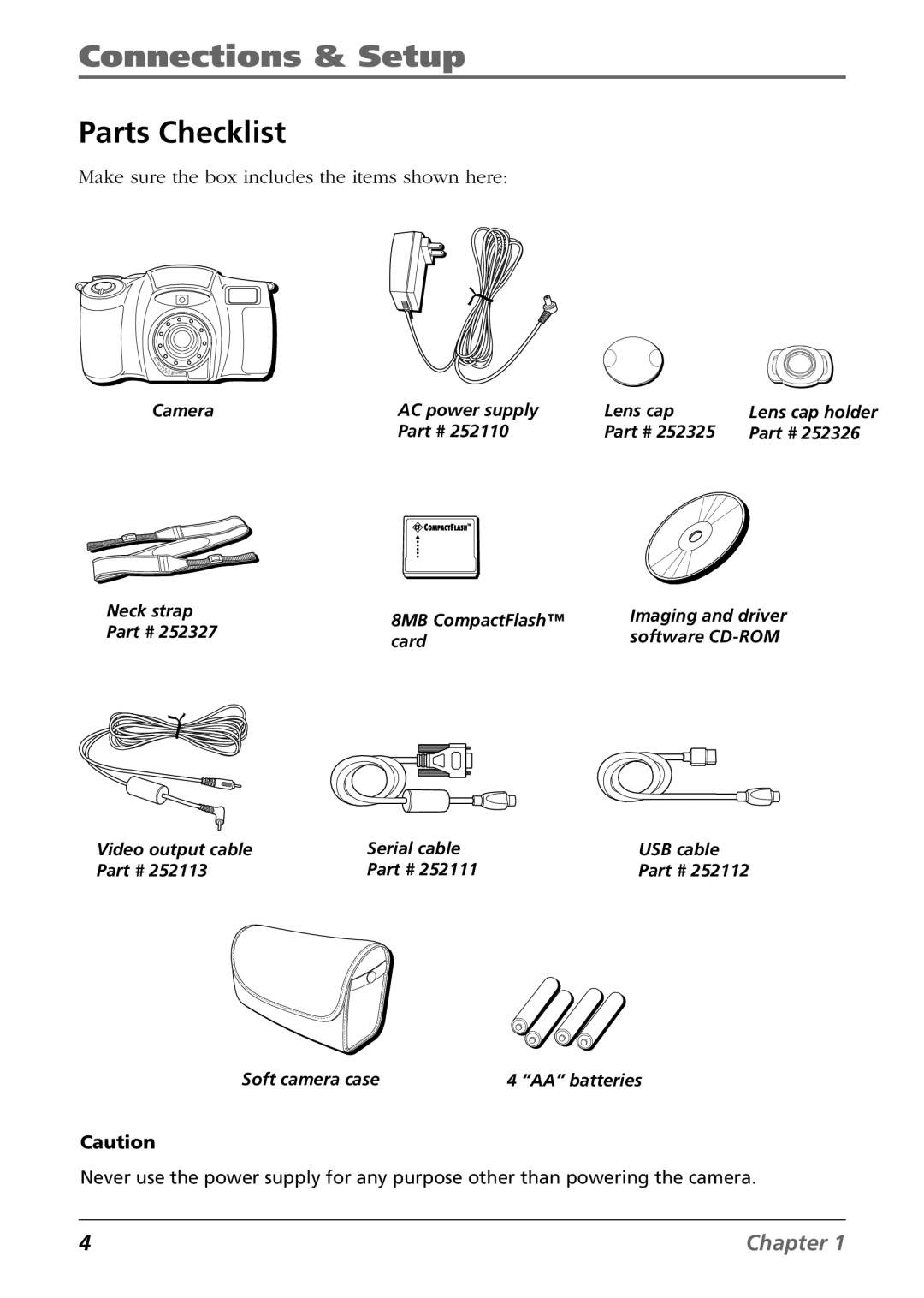 RCA CDS6300 manual Connections & Setup, Parts Checklist 