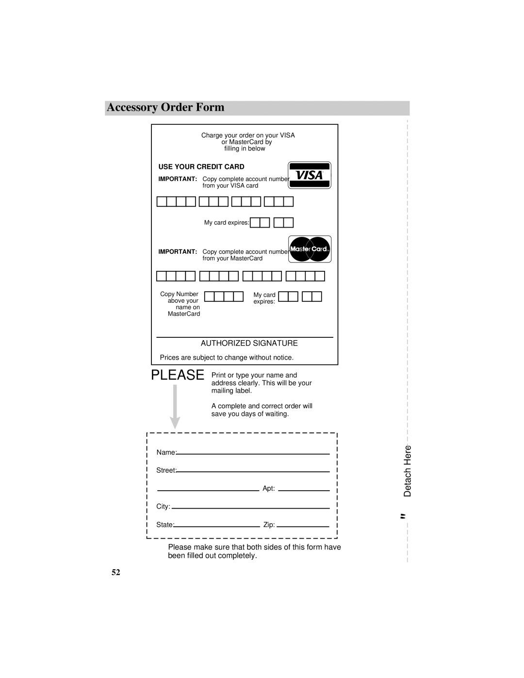 RCA CG740 manual USE Your Credit Card 