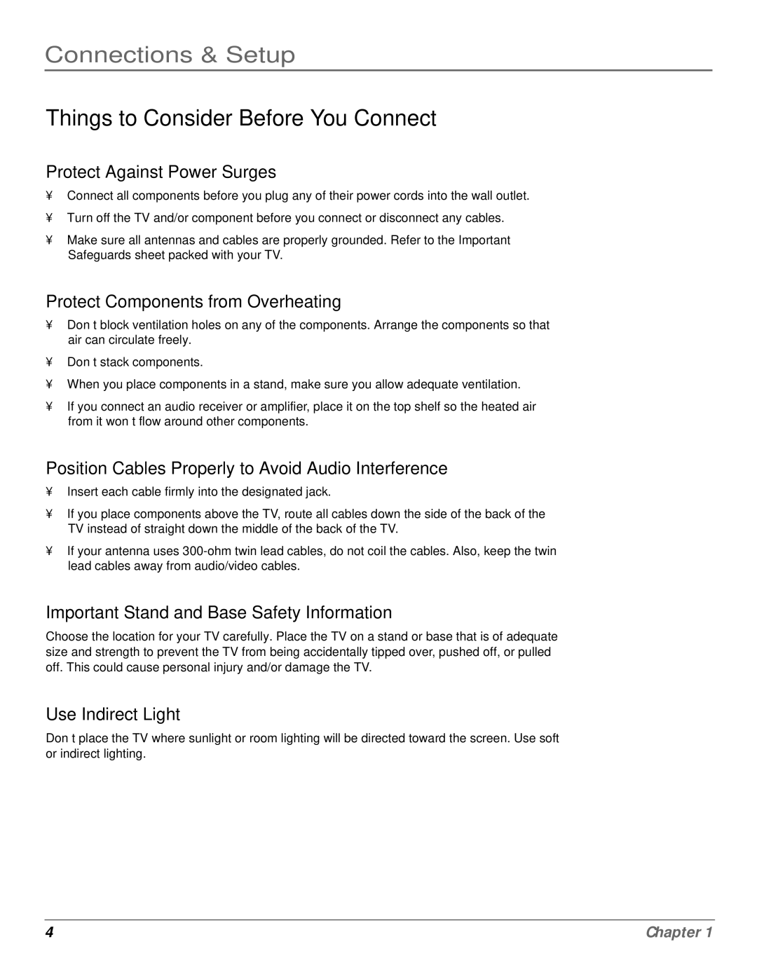 RCA CR20310 manual Connections & Setup, Things to Consider Before You Connect 