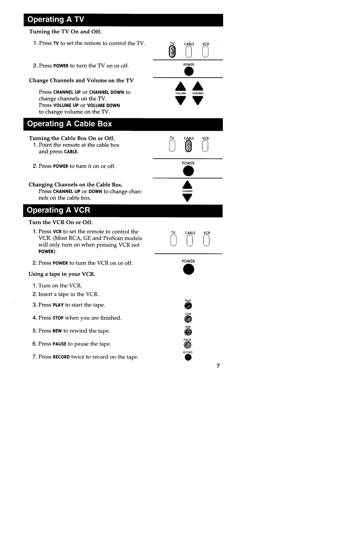 RCA CRCU303 warranty Turning the Cable Box On or Off 