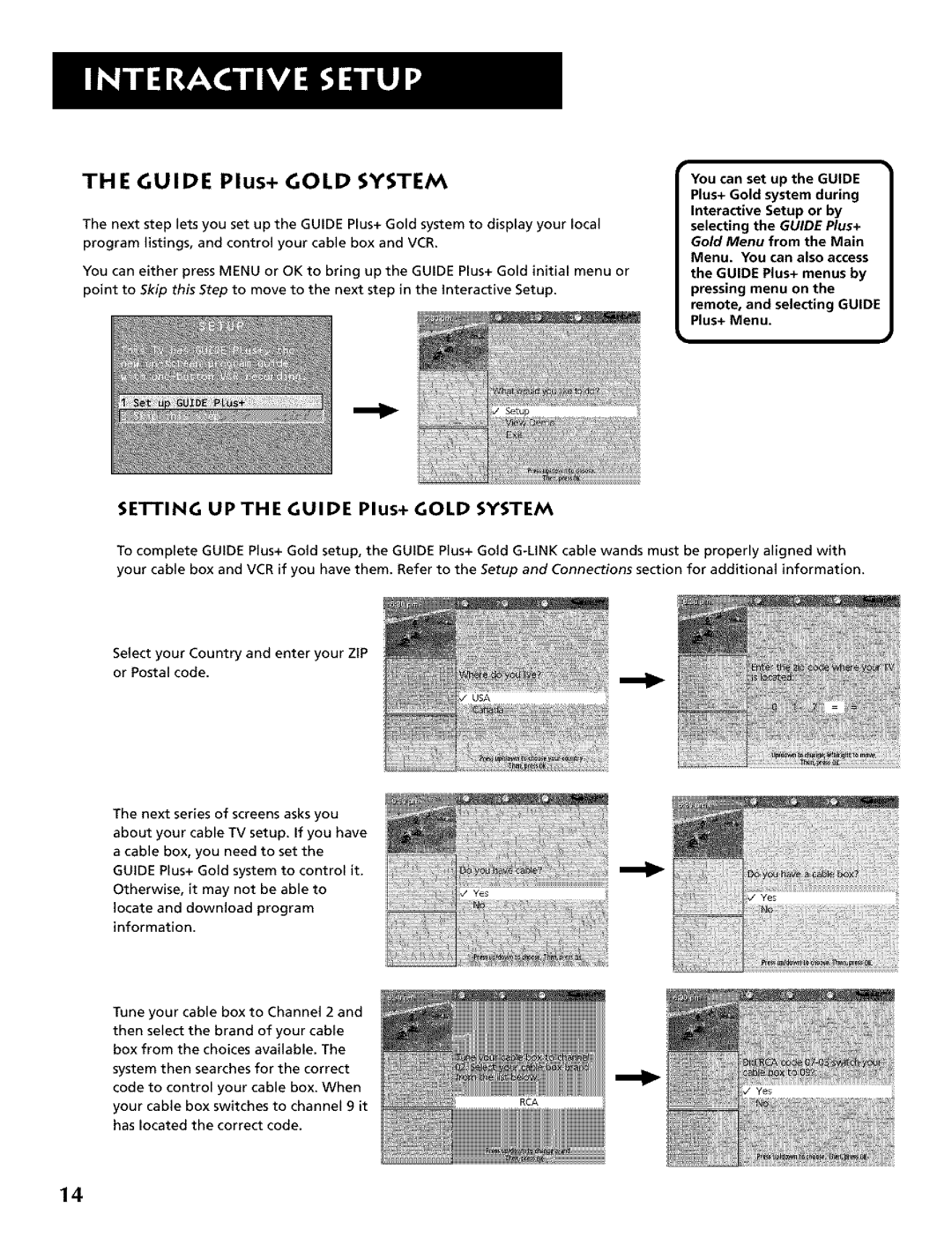 RCA CRT Television manual Setting UP the Guide Plus+ Gold System, Information 