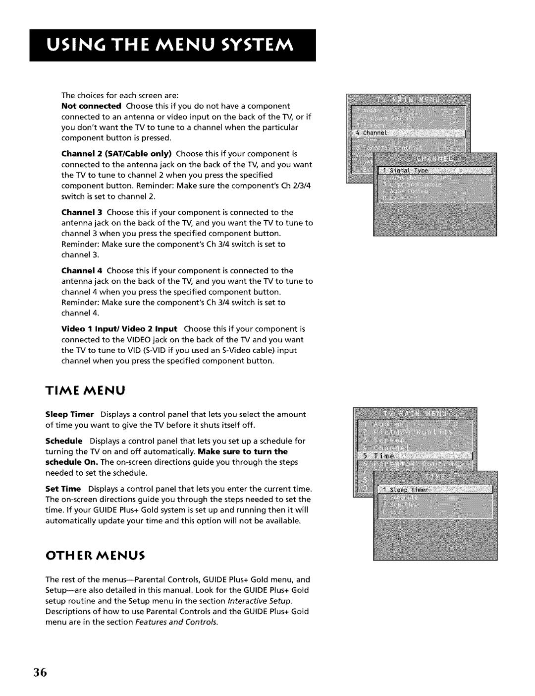 RCA CRT Television manual Time Menu, OTH ER Menus 