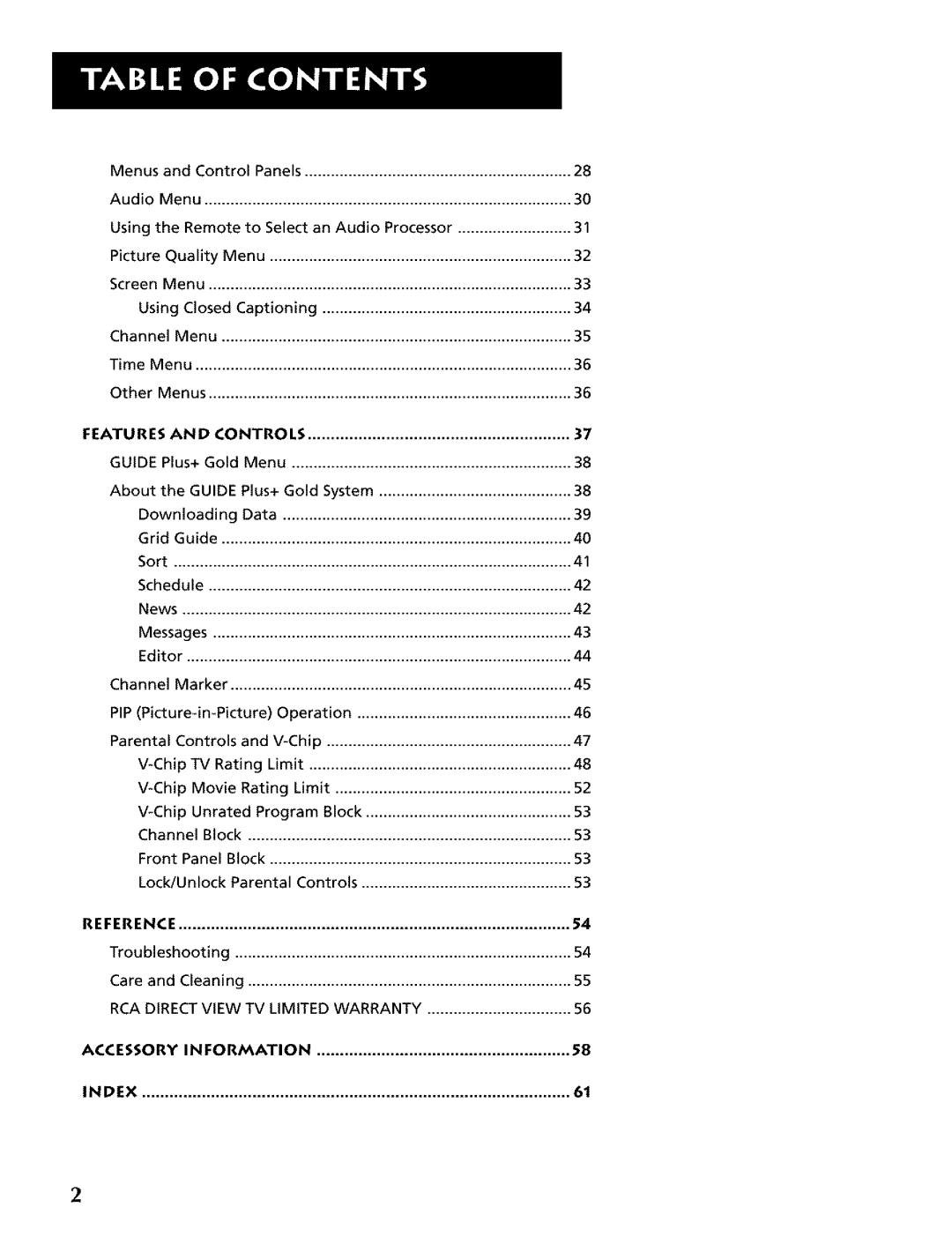 RCA CRT Television manual Reference 