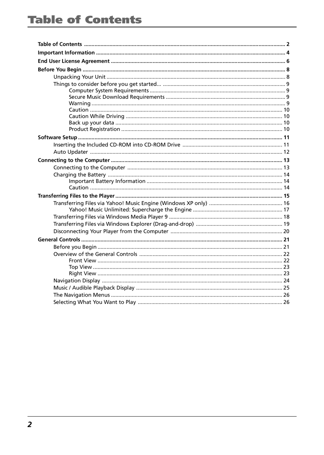 RCA CTM-980723-KS5 manual Table of Contents 