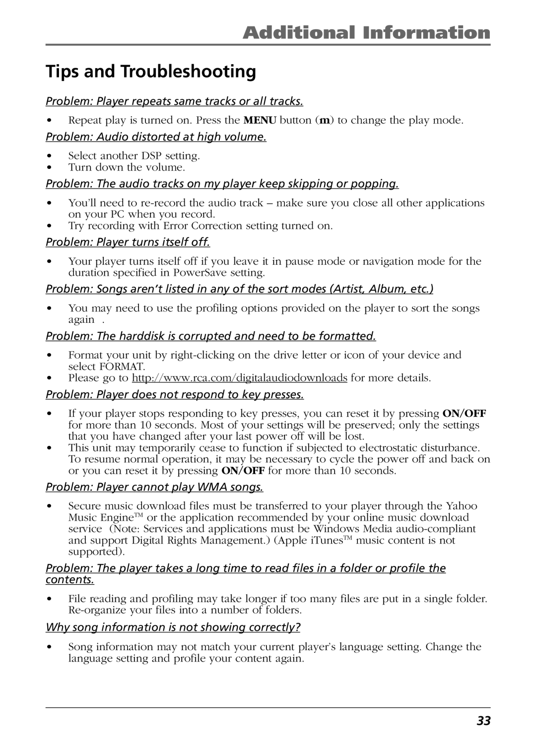 RCA CTM-980723-KS5 manual Additional Information, Tips and Troubleshooting 