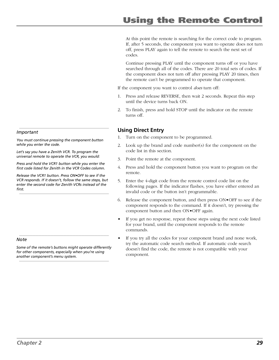 RCA D32TF20 manual Using Direct Entry 