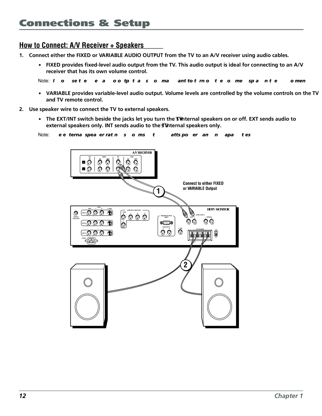 RCA D36120 manual How to Connect A/V Receiver + Speakers, Connect to either Fixed or Variable Output 