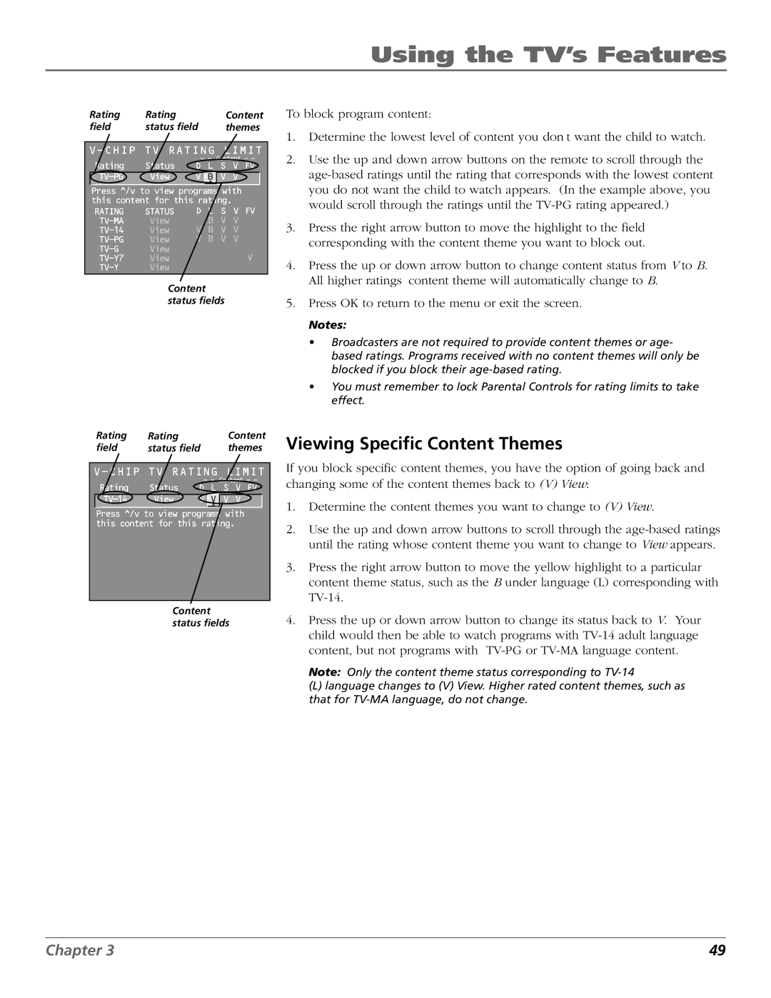 RCA D36120 manual Viewing Specific Content Themes 