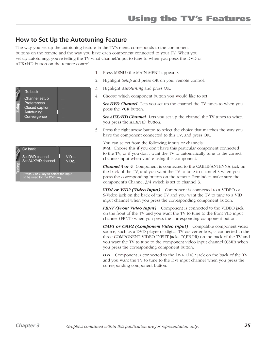 RCA D40W15B manual How to Set Up the Autotuning Feature 