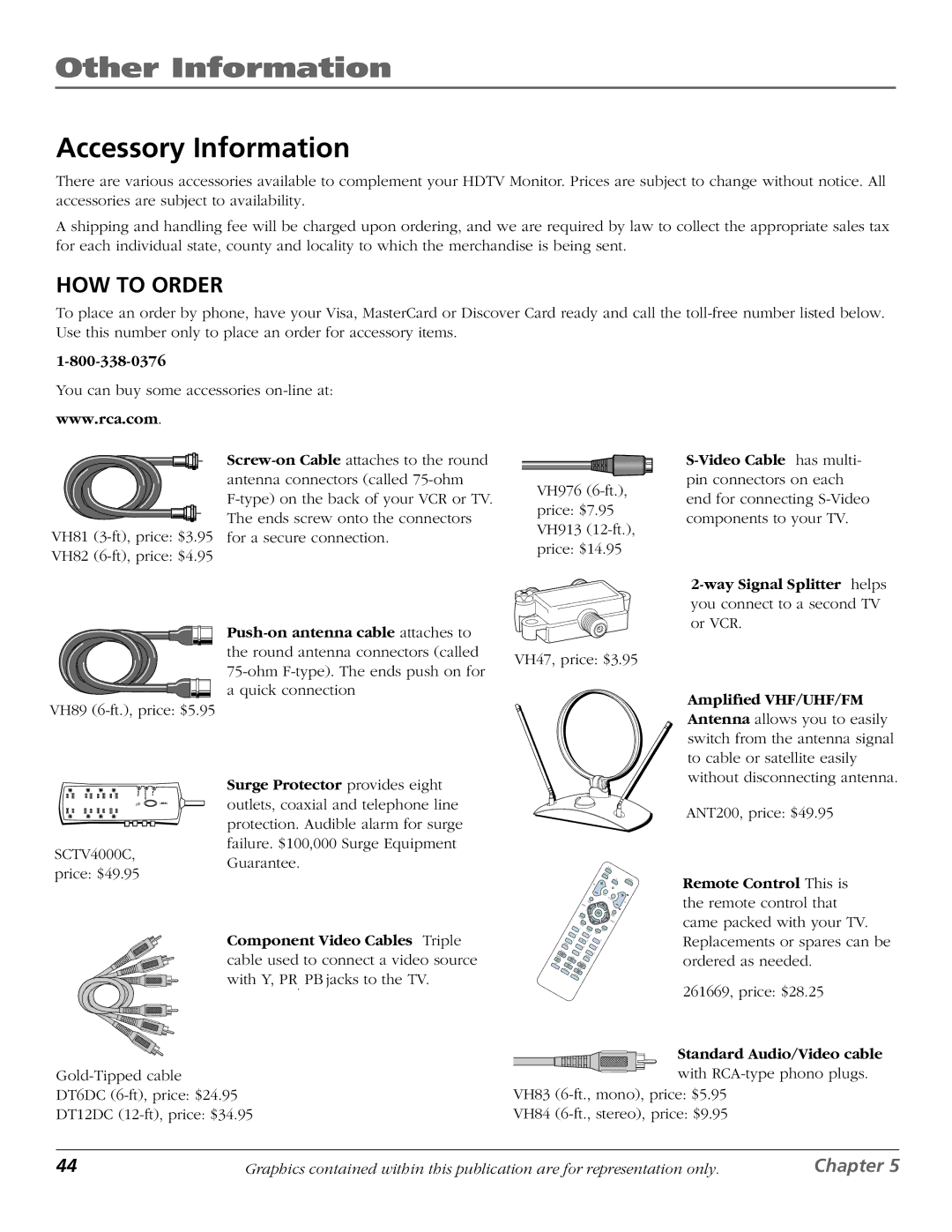 RCA D40W15B manual Accessory Information, HOW to Order 