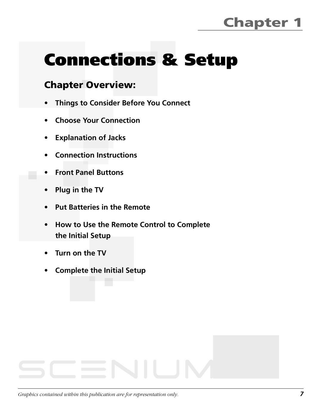 RCA D44LPW134 manual Connections & Setup, Chapter Overview 