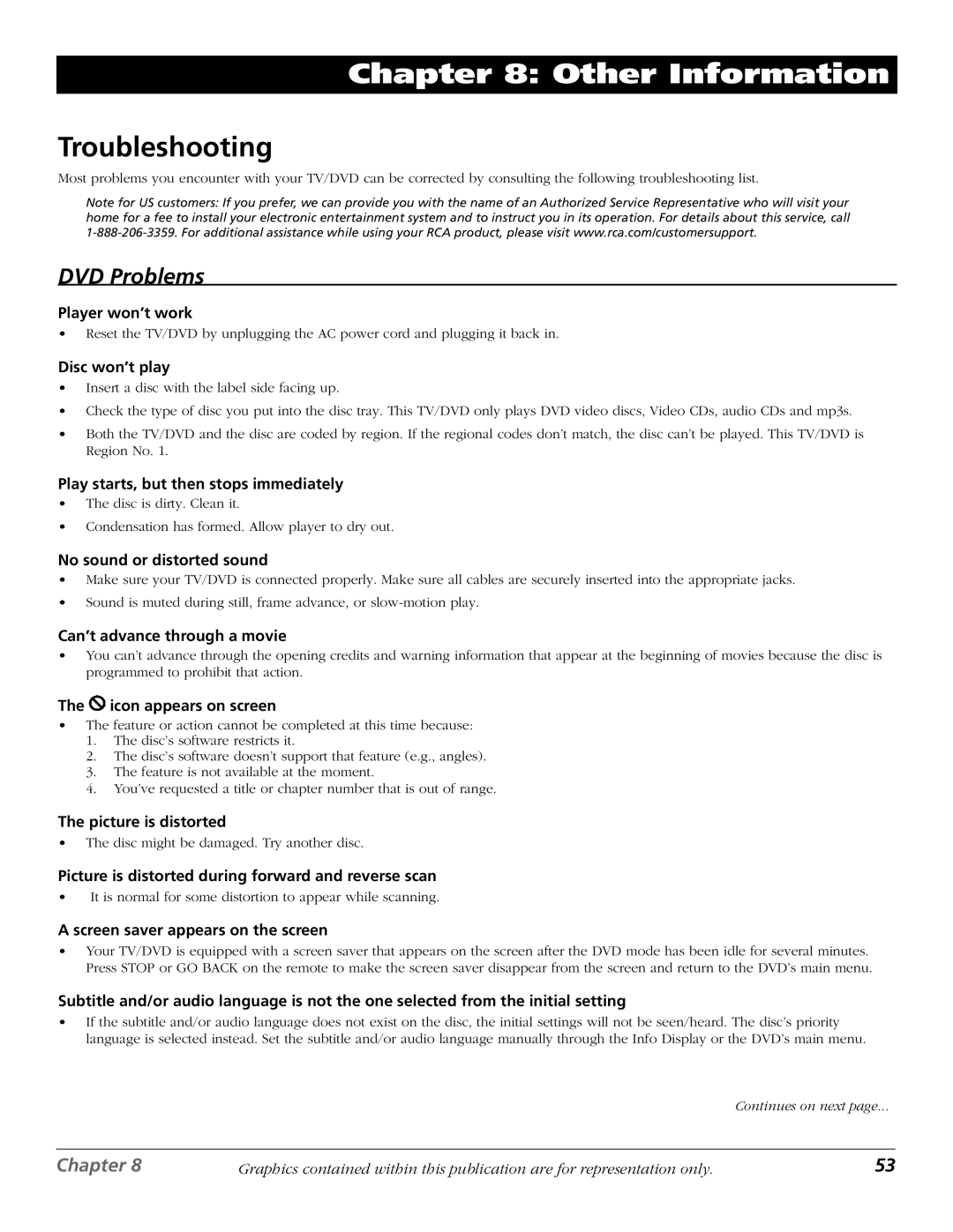 RCA D52W27D manual Other Information, Troubleshooting 