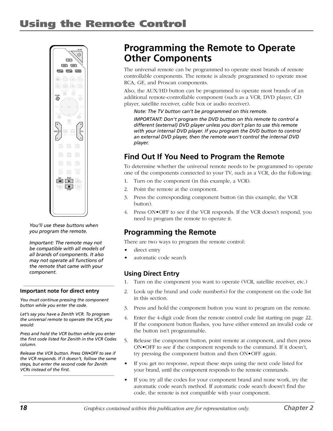 RCA D61W136DB manual Programming the Remote to Operate Other Components, Find Out If You Need to Program the Remote 