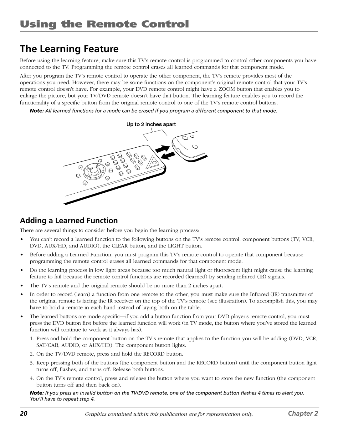 RCA D61W136DB manual Learning Feature, Adding a Learned Function 