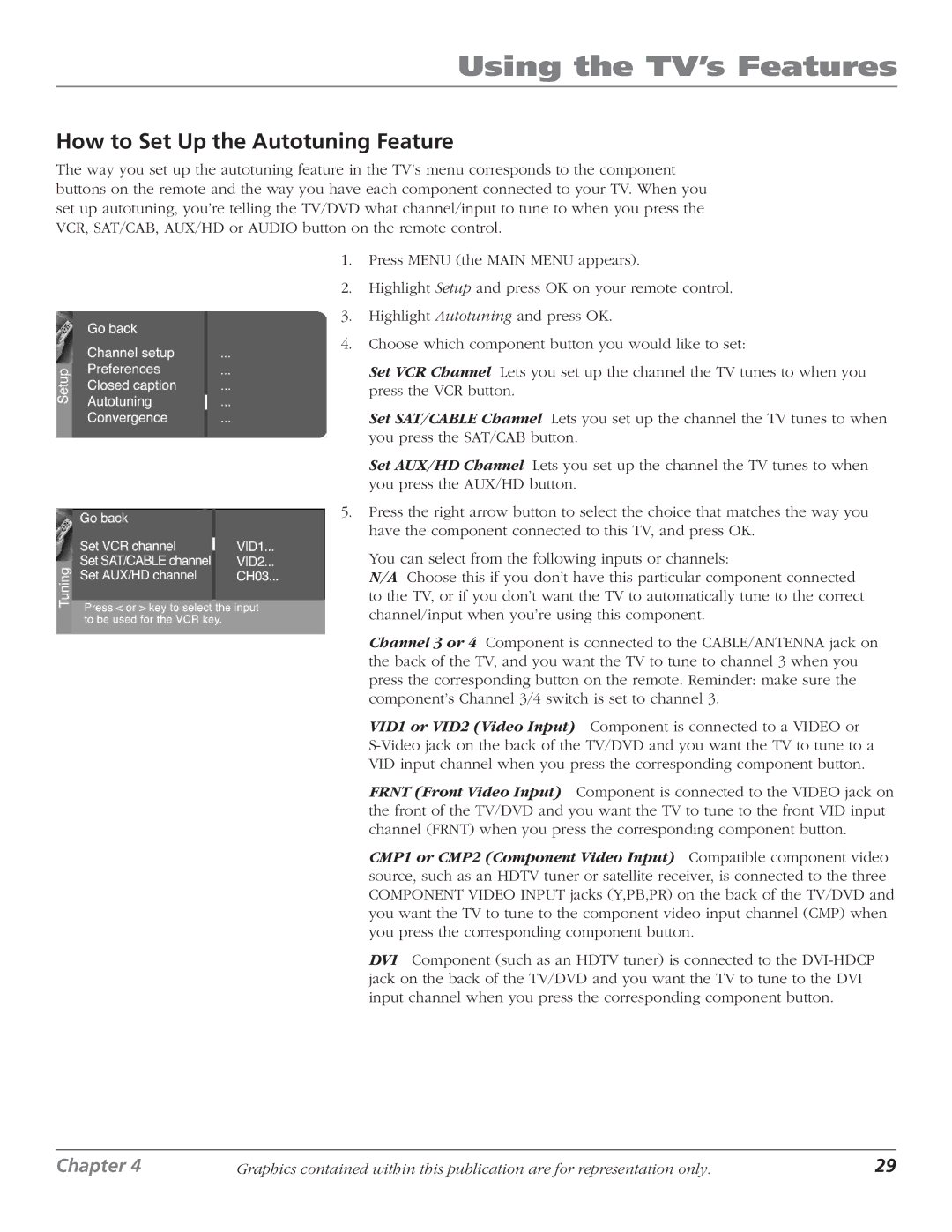 RCA D61W136DB manual How to Set Up the Autotuning Feature 