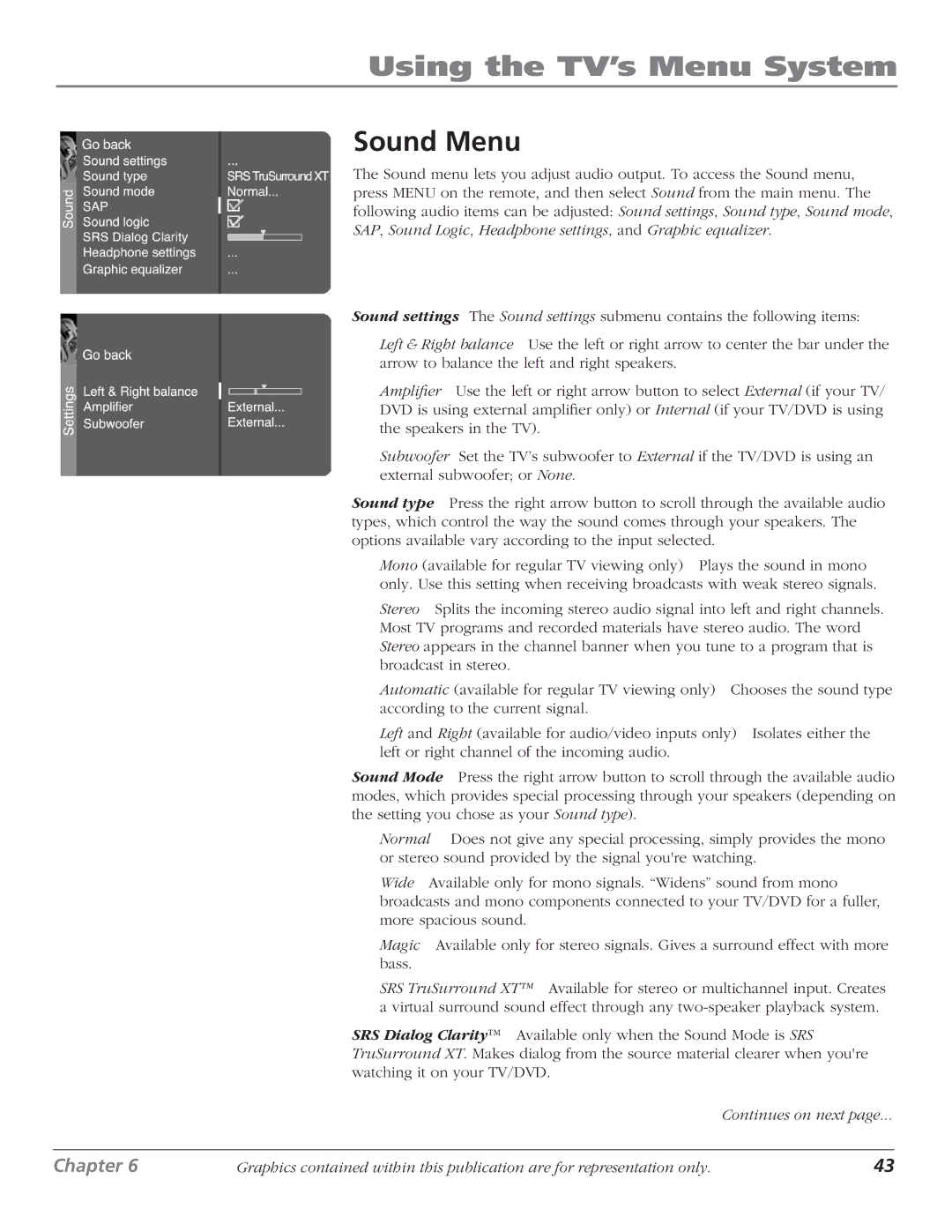 RCA D61W136DB manual Using the TV’s Menu System 