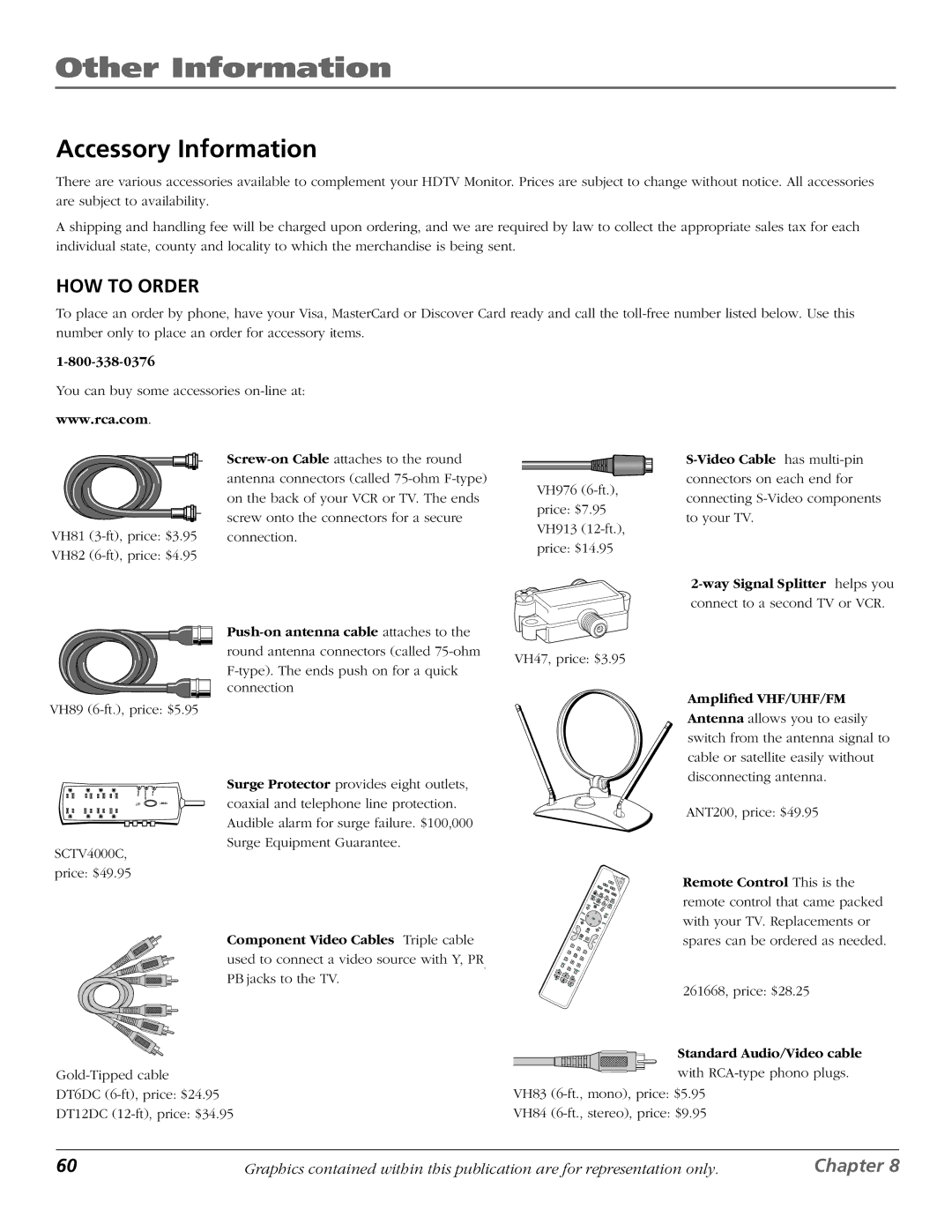 RCA D61W136DB manual Accessory Information 