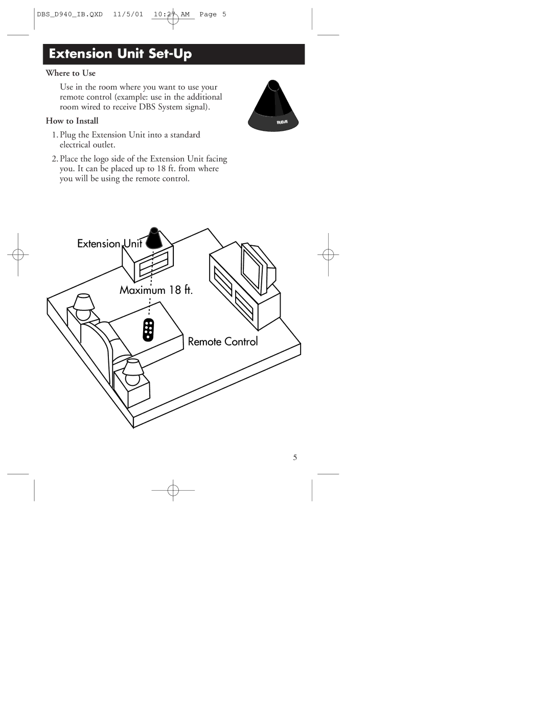 RCA D940 warranty Extension Unit Set-Up, Where to Use, How to Install 