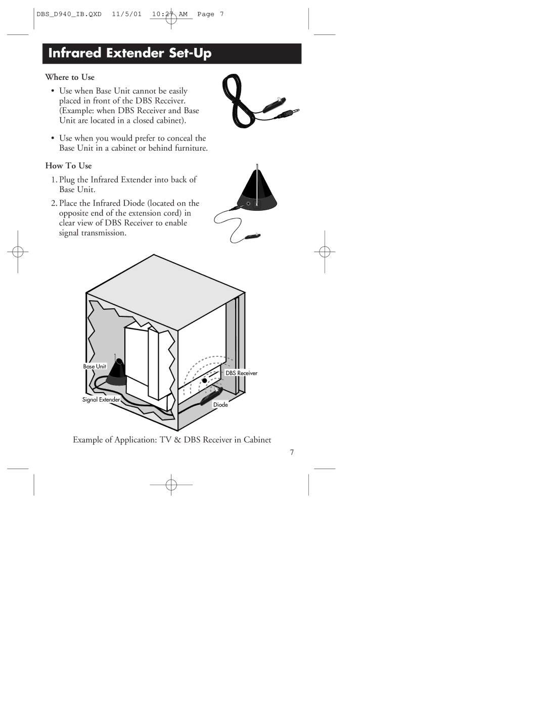 RCA D940 warranty Infrared Extender Set-Up, How To Use 