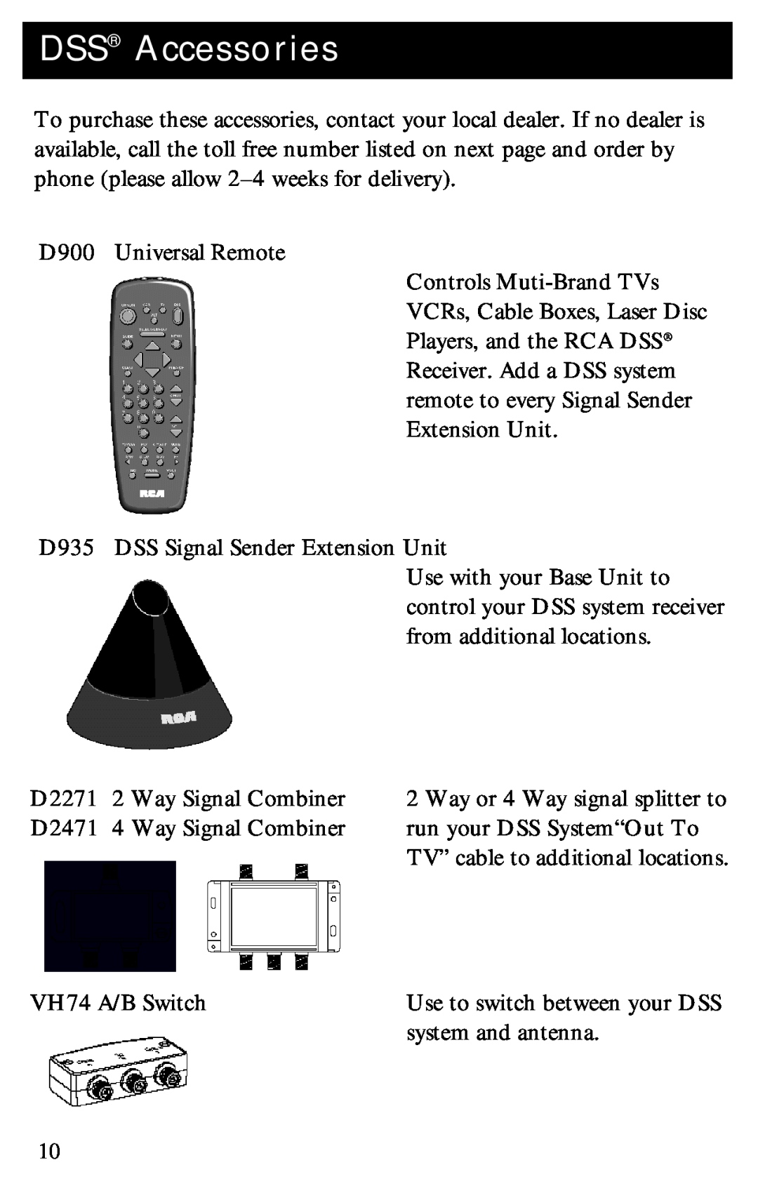 RCA D940 warranty DSS Accessories 