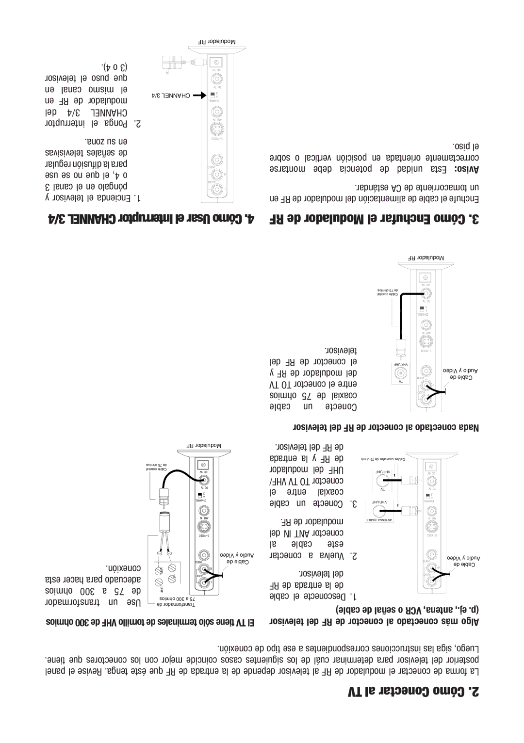 RCA DH91RF user manual TV al Conectar Cómo 