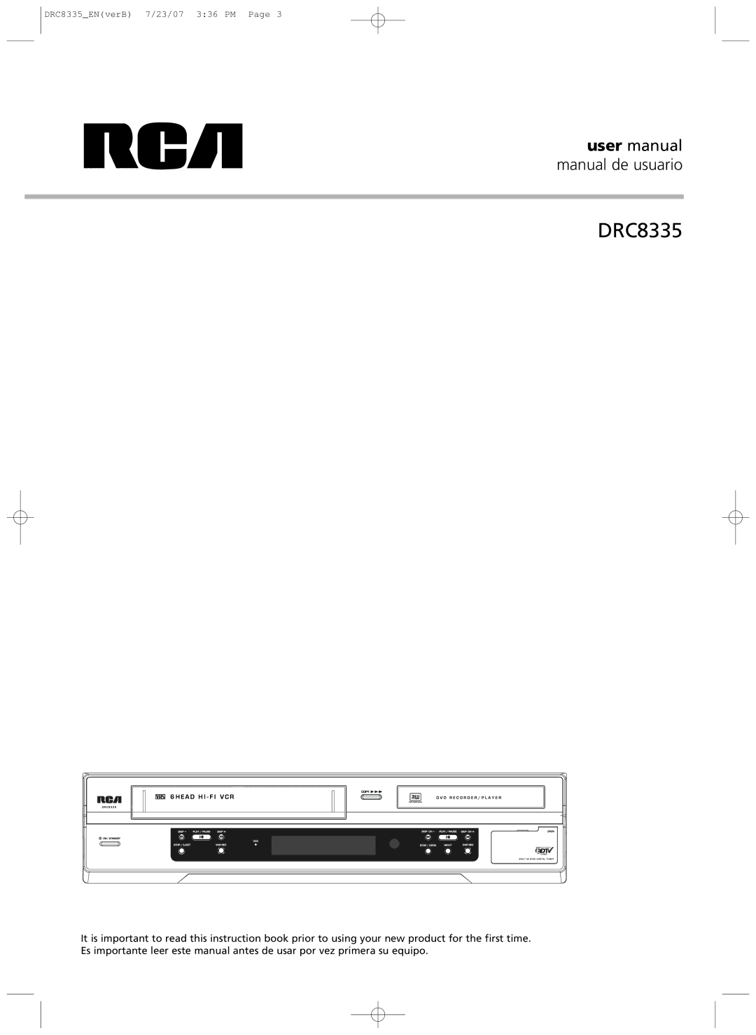 RCA drc 8335 user manual DRC8335 