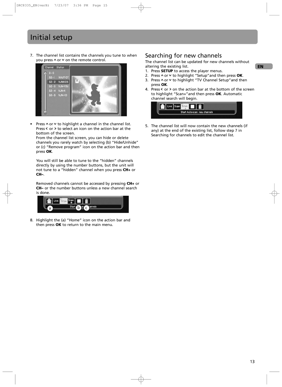 RCA drc 8335 user manual Searching for new channels 