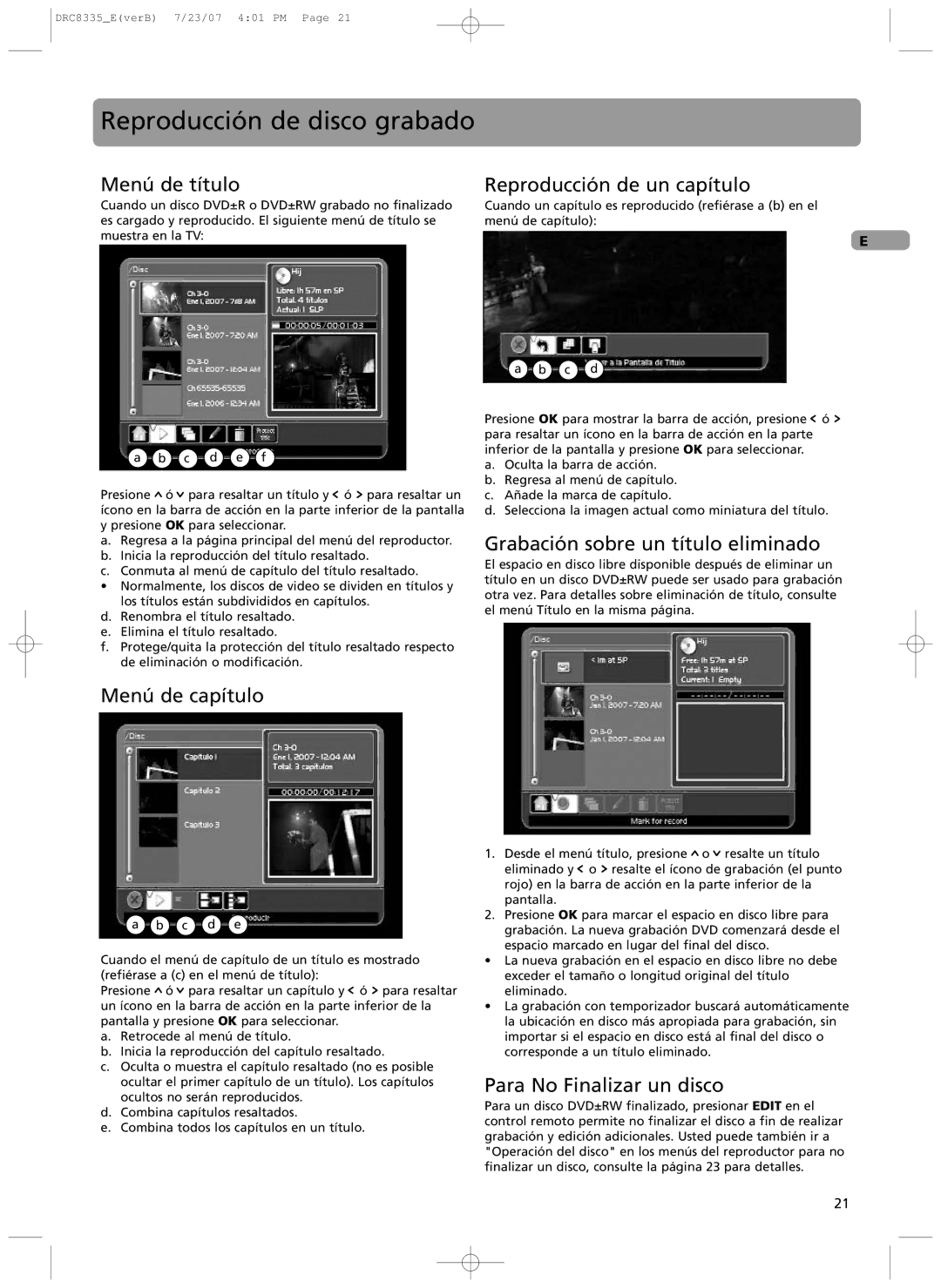 RCA drc 8335 user manual Reproducci-n de disco grabado 