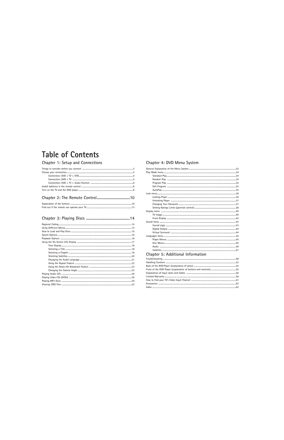 RCA DRC220N manual Table of Contents 