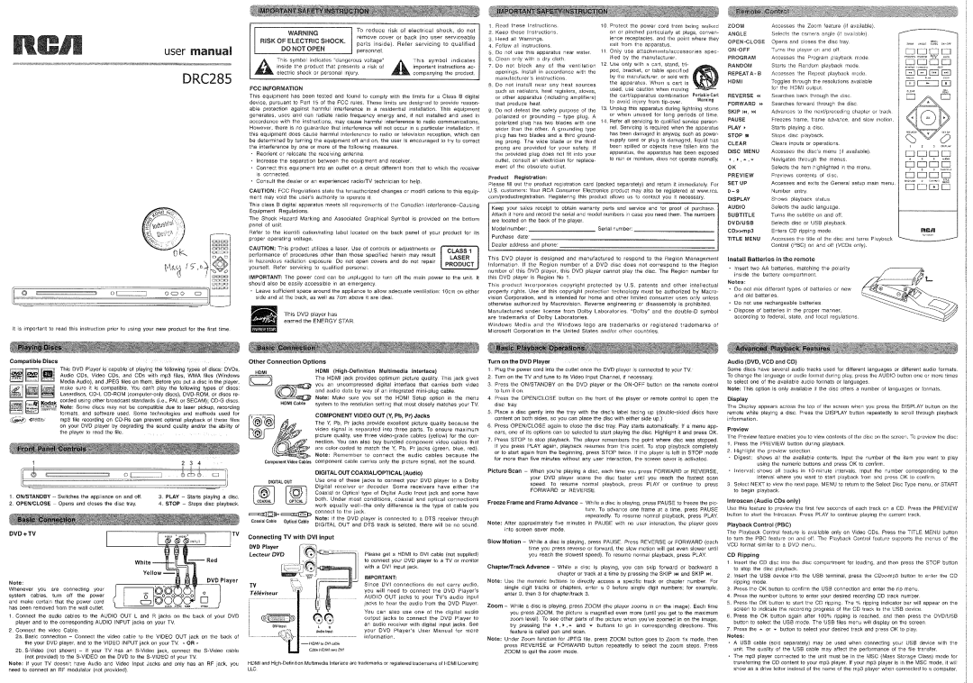 RCA DRC285 manual 