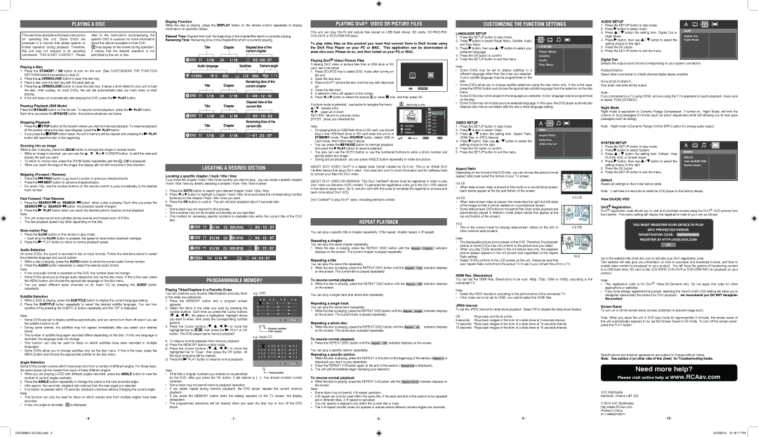 RCA DRC288SU important safety instructions Language Setup, Audio Setup, Video Setup, Play, System Setup 