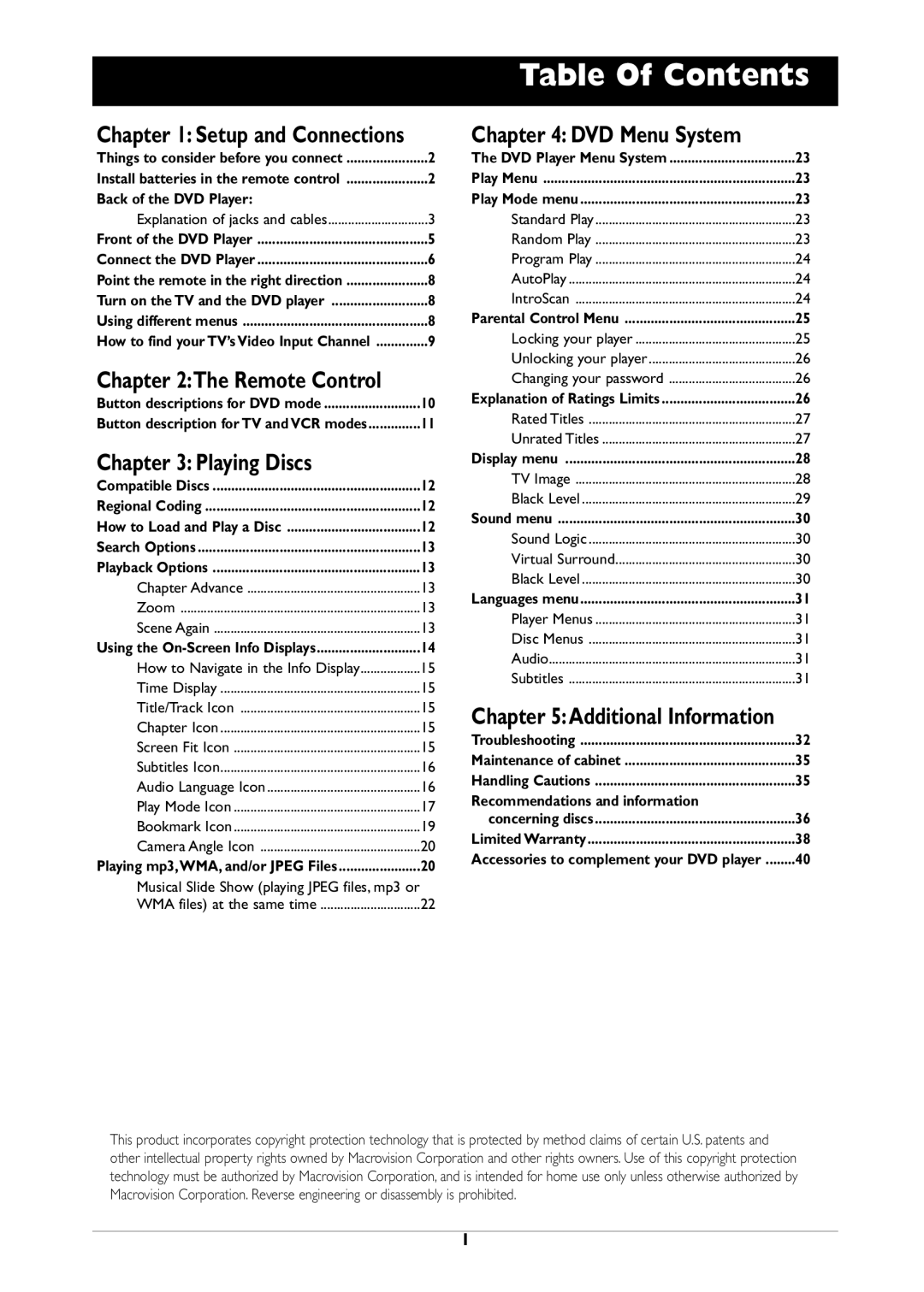 RCA DRC310N manual Table Of Contents 