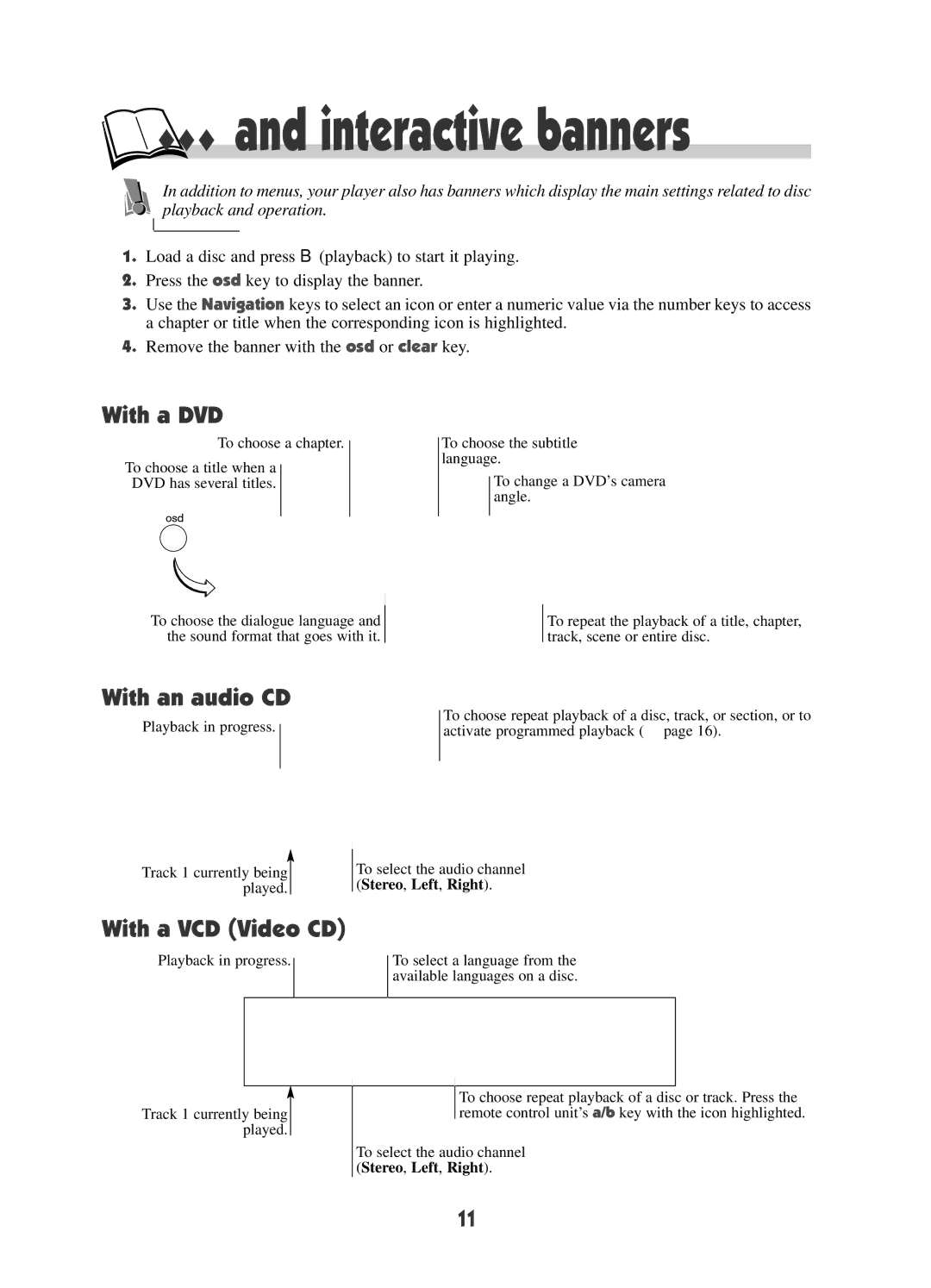 RCA DRC600N user manual With a DVD, With an audio CD, With a VCD Video CD 