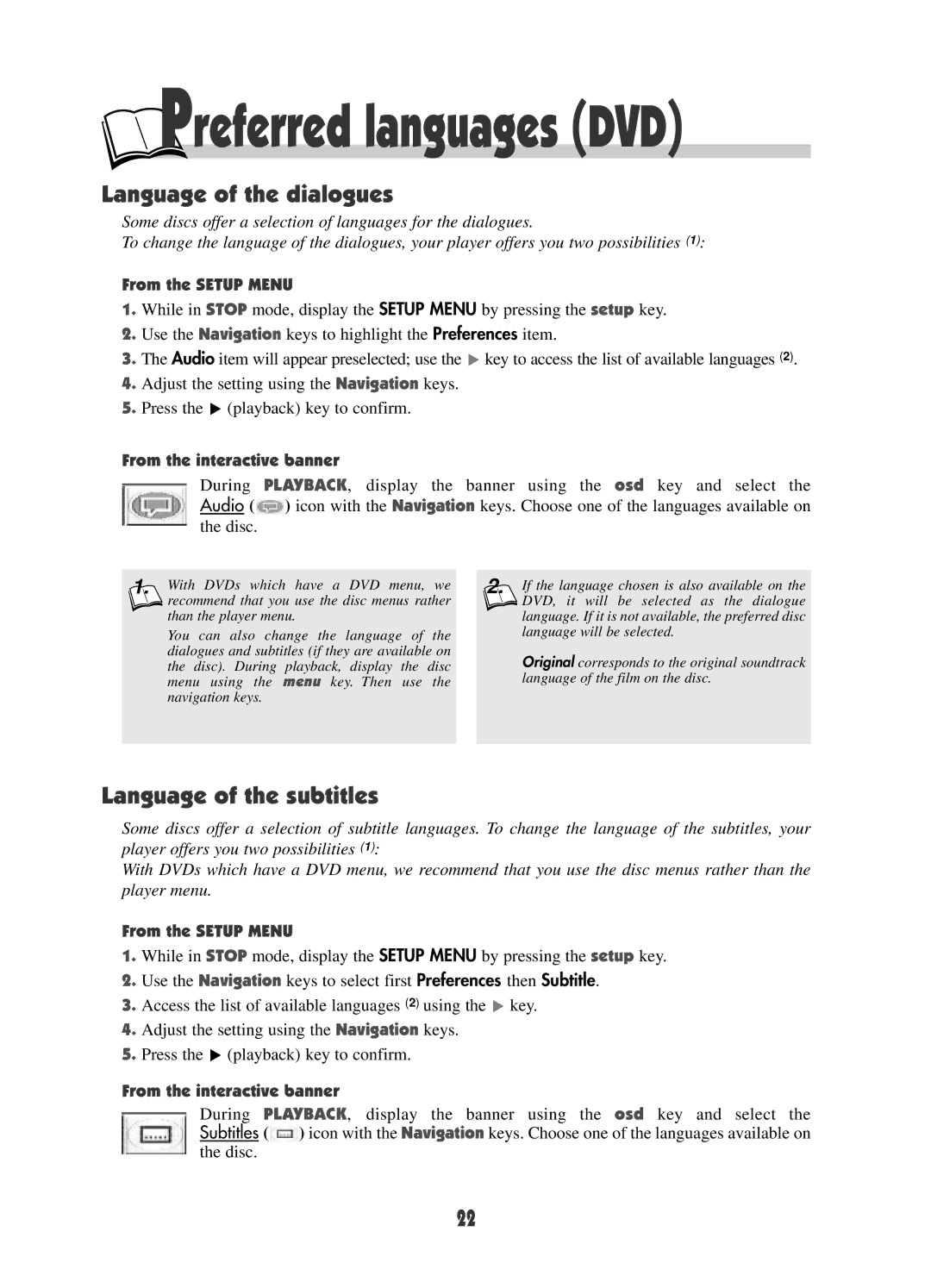 RCA DRC600N user manual Language of the dialogues, Language of the subtitles 