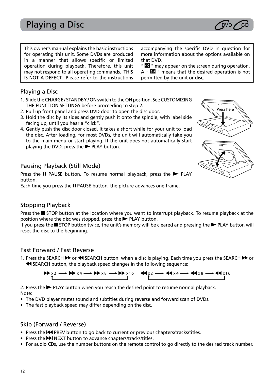 RCA DRC6379T user manual Playing a Disc 