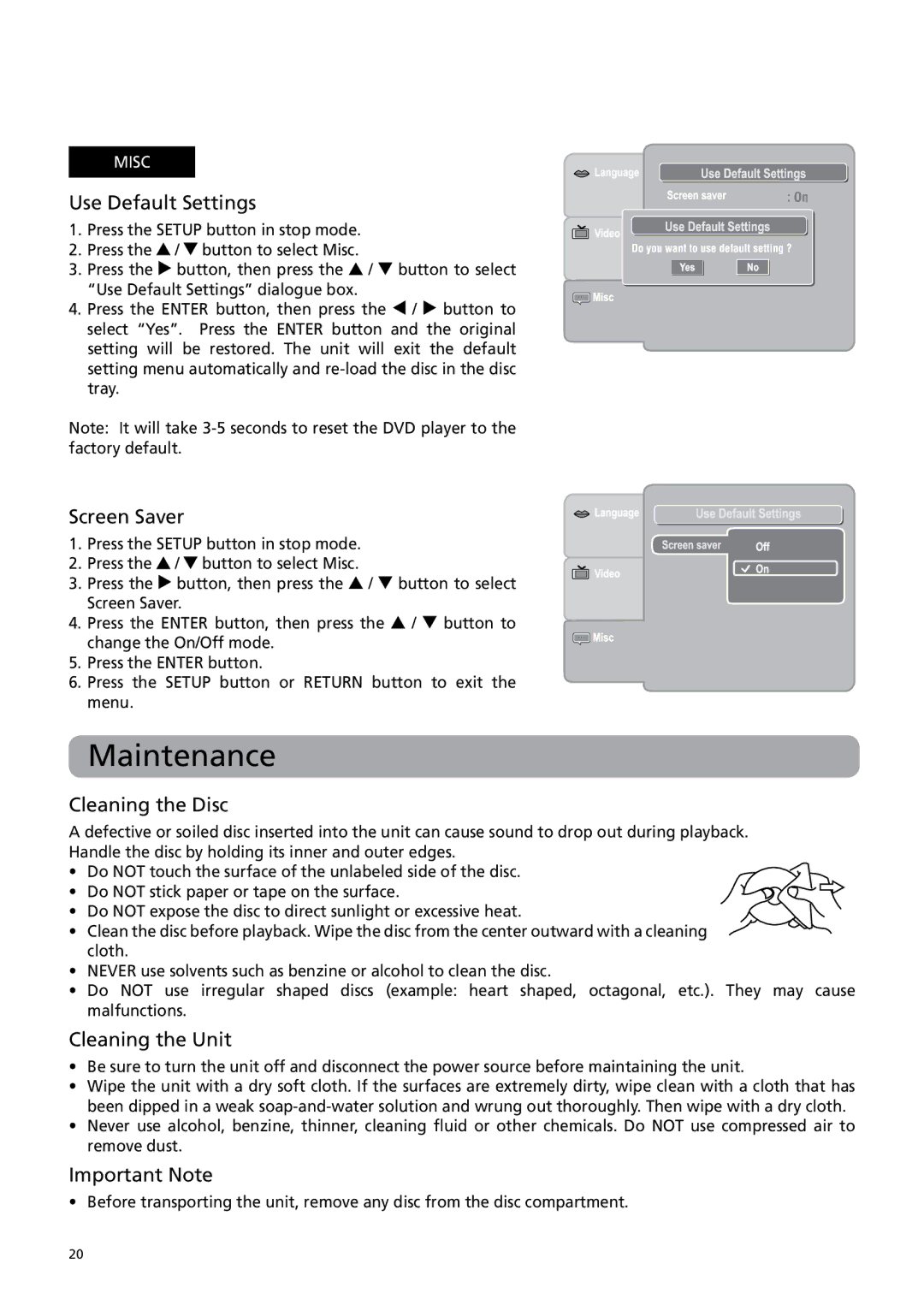 RCA DRC6379T user manual Maintenance 