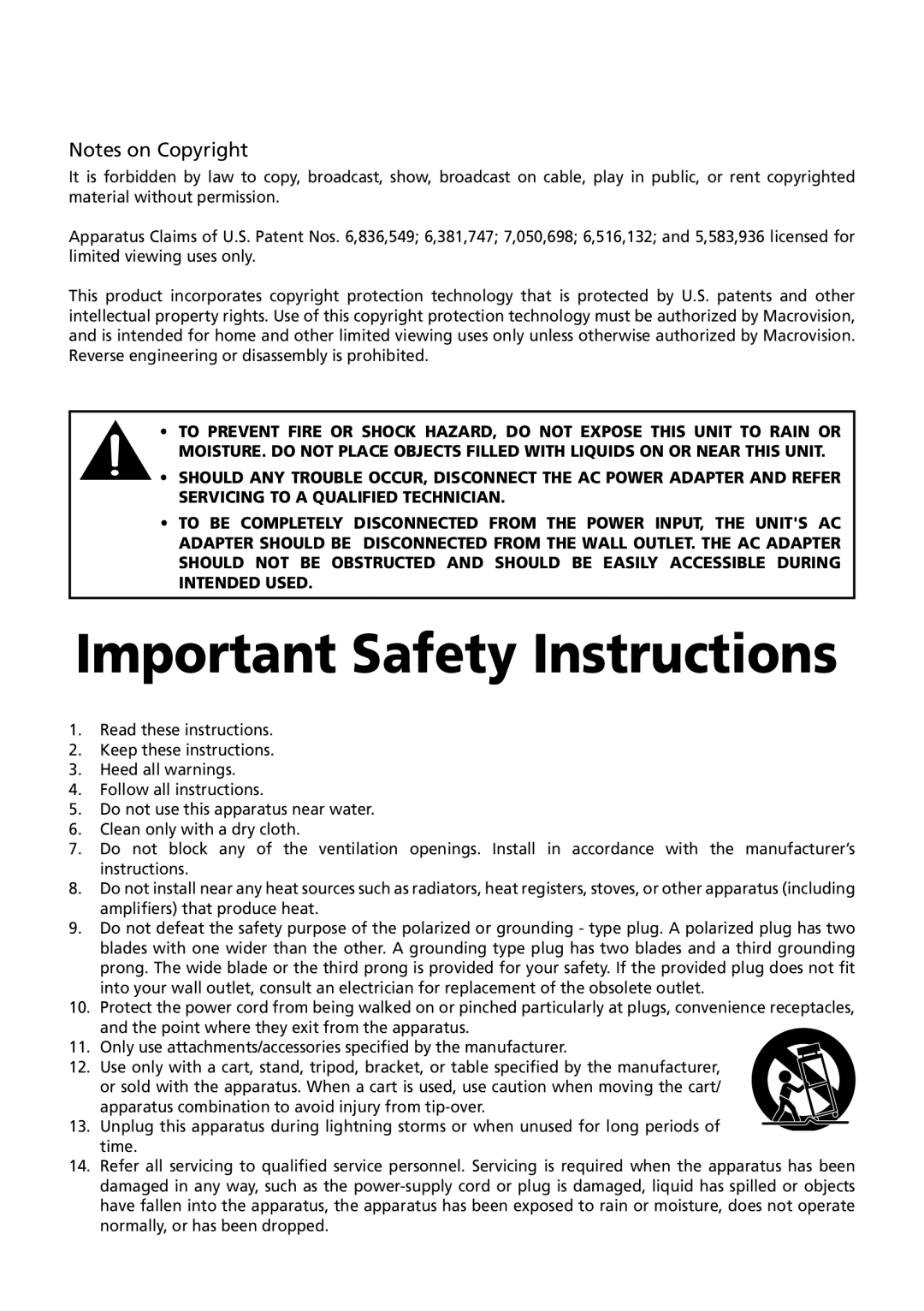 RCA DRC6379T user manual Important Safety Instructions 