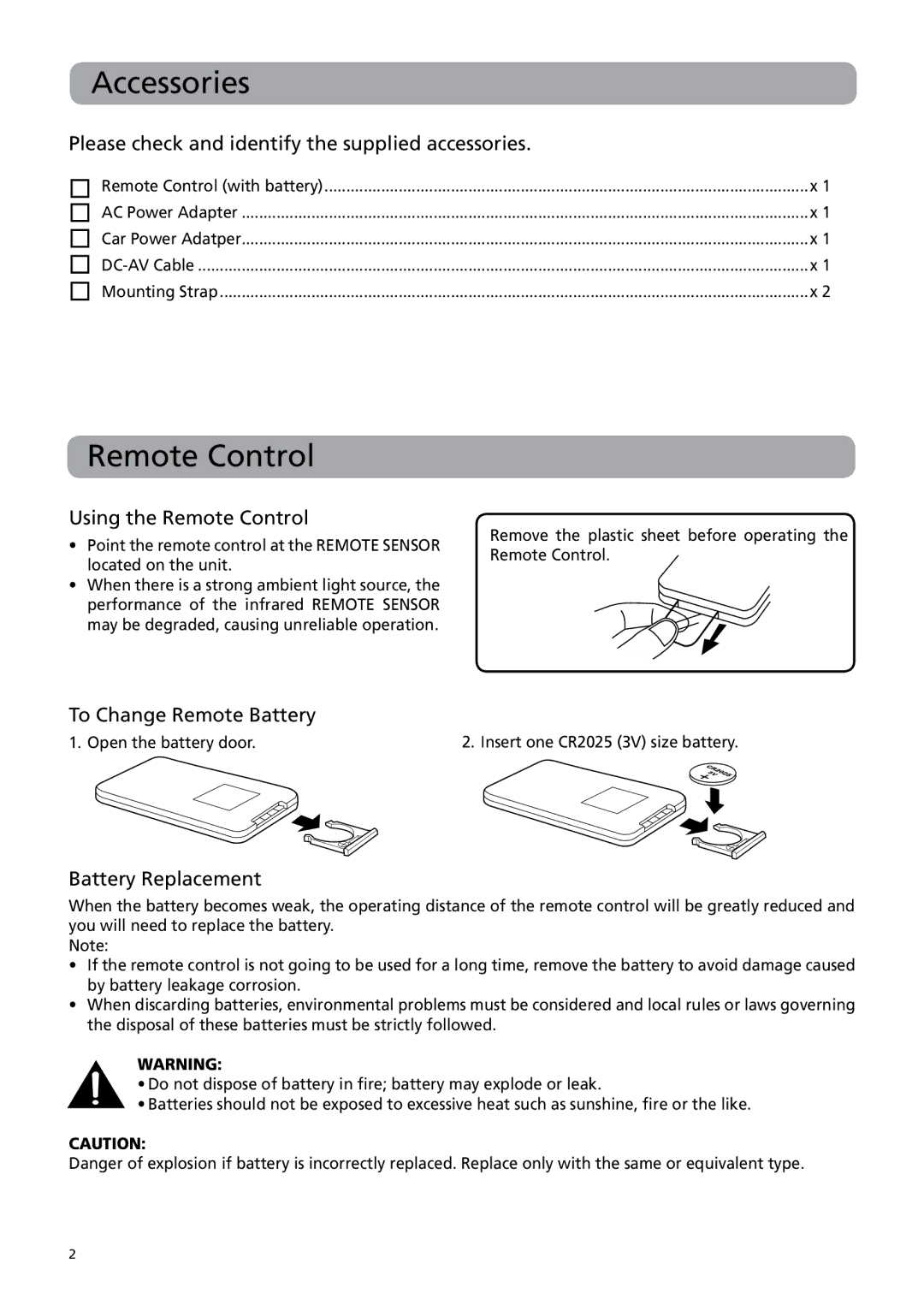 RCA DRC6379T user manual Accessories, Remote Control 